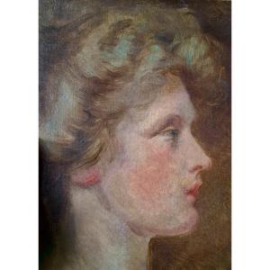 Portrait Between Impressionism And Symbolism, Profile Of A Woman.