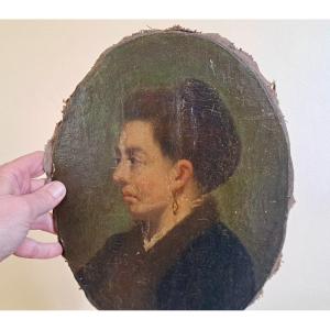 École Française portrait de femme signé