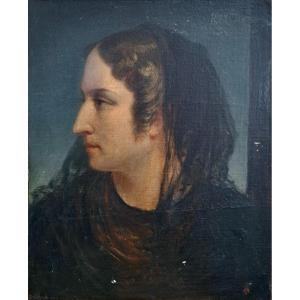 French School Neoclassical Profile Portrait Of A Woman Close To Lehmann 