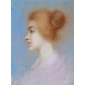 Ionel Ioanid (1882-1952) Romanian School Symbolist Profile Portrait Of A Young Woman 