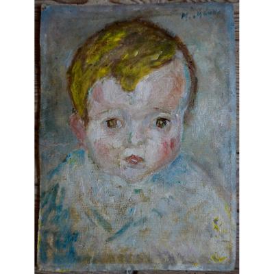 Mania Mavro (odessa 1889-1969) Paris School Crozant Portrait Child Impressionist