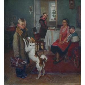 Fyodor Reshetnikov 1906-1988 (after) Russian School The Return Of The Schoolboy After A Bad Grade.