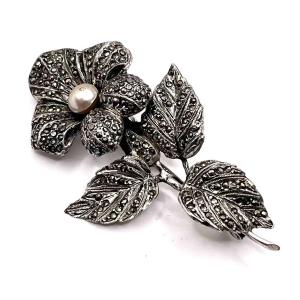 1180. Silver Brooch With Markasite