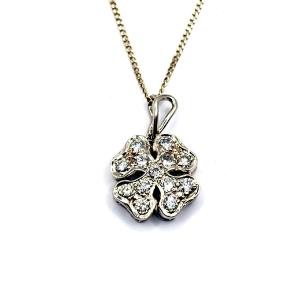 1348. Gold Lucky Charm Medallion With Diamonds