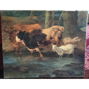 Pastoral Scene , Oil On Canvas Early 19th Century