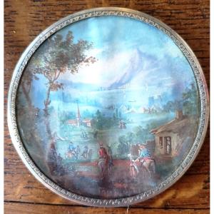 Miniature Gouache On Vellum, Military Encampment In Northern Italy.