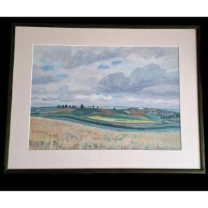 Painting By Mr Edmond Astruc, Countryside Landscape