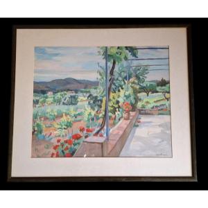 Painting By Mr Edmond Astruc, Provençal Landscape.