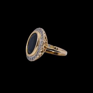Pompadour Ring In 18k Gold / Black Sapphire / Diamonds