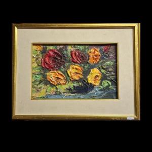 Floral Painting With A Palette Knife By J. Guénard 