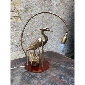 70s Brass Heron Lamp