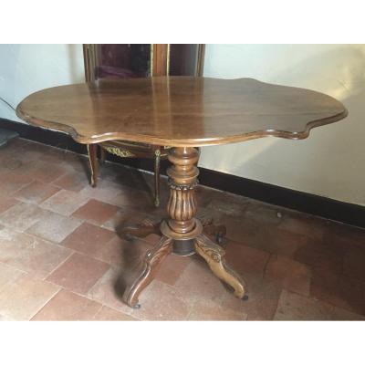 Pedestal In Walnut, Tilt Tray, Louis Philippe