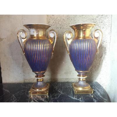 Pair Of Vases, Paris Porcelain, Empire Period