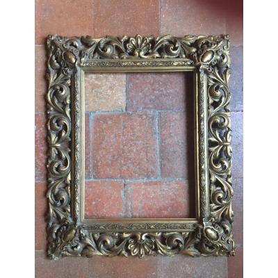 Openwork And Gilded Frame, Late Nineteenth, Rebinding Background: 45.5 X 34.5 Cm