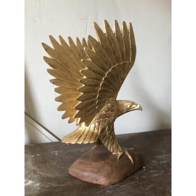 Carved And Golden Wood Eagle, Middle Twentieth