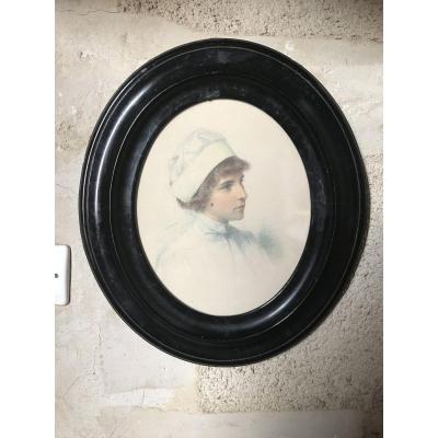 Portrait Of A Young Nurse By Eugène Durand 1850-1921