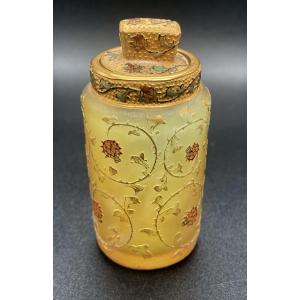Daum Nancy Cameo Glass Scent Bottle Decorated With Thistles