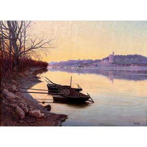 Paul Saïn (avignon 1853-avignon 1908)-the Rhône Facing Villeneuve-lès-avignon, 1904