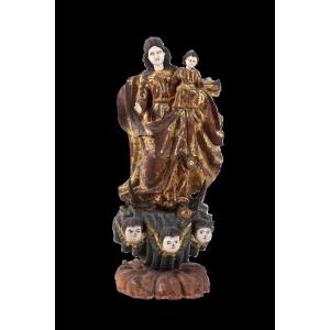 Virgin And Child Colonial Work Indo Portuguese Goa Eighteenth Century-polychrome Wood