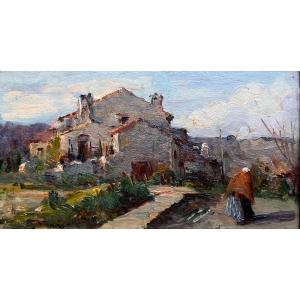 Charles Vionnet (1858-1923) Avignon Provence A Street In Villeneuve-les-avignon