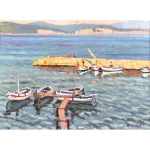 Eugène Yvan (1904-2006) Provence Avignon The Little Port Of La Ciotat