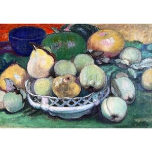 Léon Detroy (1859-1955) Crozant Guillaumin School La Creuse Still Life With Fruit