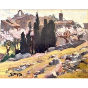Victor Crumière (1895-1950) Provence Avignon View Of The Village Of Eygalières