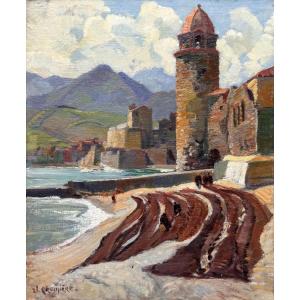 Victor Crumière (1895-1950) Provence Avignon View Of Collioure Pyrenees Orientales