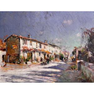 Louis Montagné (1879-1960) Provence Avignon Paris View Of Chateauneuf De Gadagne