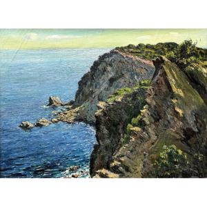 Auguste Roure (1878-1936) Provence Avignon Marine The Cliffs Of Porquerolles