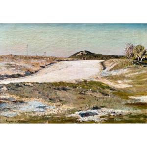 Auguste Roure (1878-1936) Provence Avignon People On A Garrigue Path Les Angles