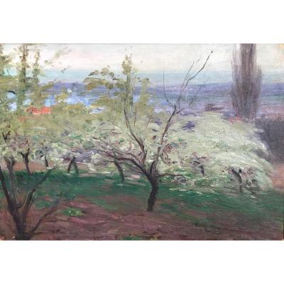 Jules Flour (1864-1921) -landscape Of Provence-avignon