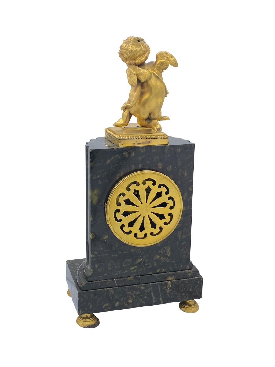 Antica pendola francese in bronzo dorato, suoneria a ore mezze, venduta as is per restauro -photo-3