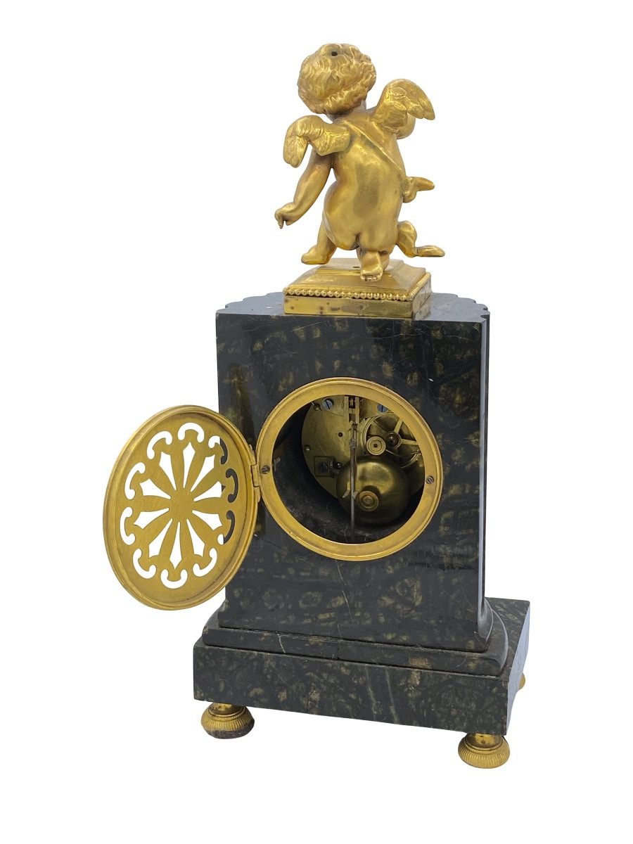 Antica pendola francese in bronzo dorato, suoneria a ore mezze, venduta as is per restauro -photo-4