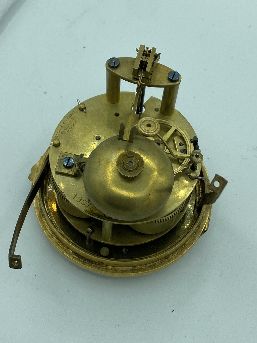 Antica pendola francese in bronzo dorato, suoneria a ore mezze, venduta as is per restauro -photo-3