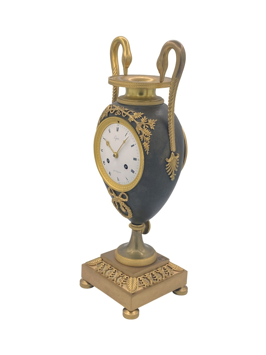 Pendola francese in bronzo dorato firmata Lepine, venduta as is per restauro-photo-2