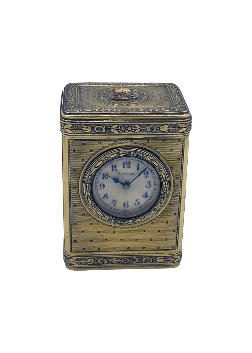 Orologio da viaggio mignon francese antico firmato Keller Paris.-photo-2