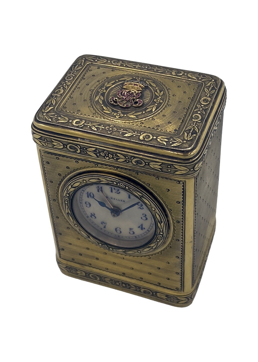 Orologio da viaggio mignon francese antico firmato Keller Paris.-photo-2