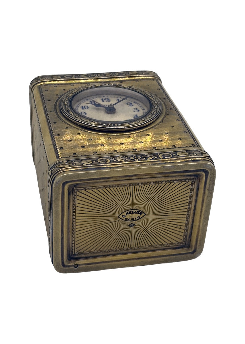 Orologio da viaggio mignon francese antico firmato Keller Paris.-photo-3