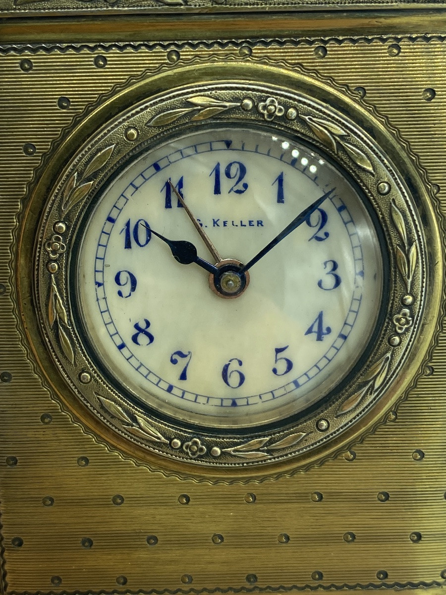 Orologio da viaggio mignon francese antico firmato Keller Paris.-photo-5