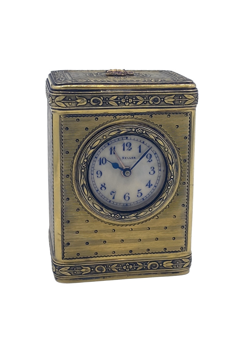 Orologio da viaggio mignon francese antico firmato Keller Paris.