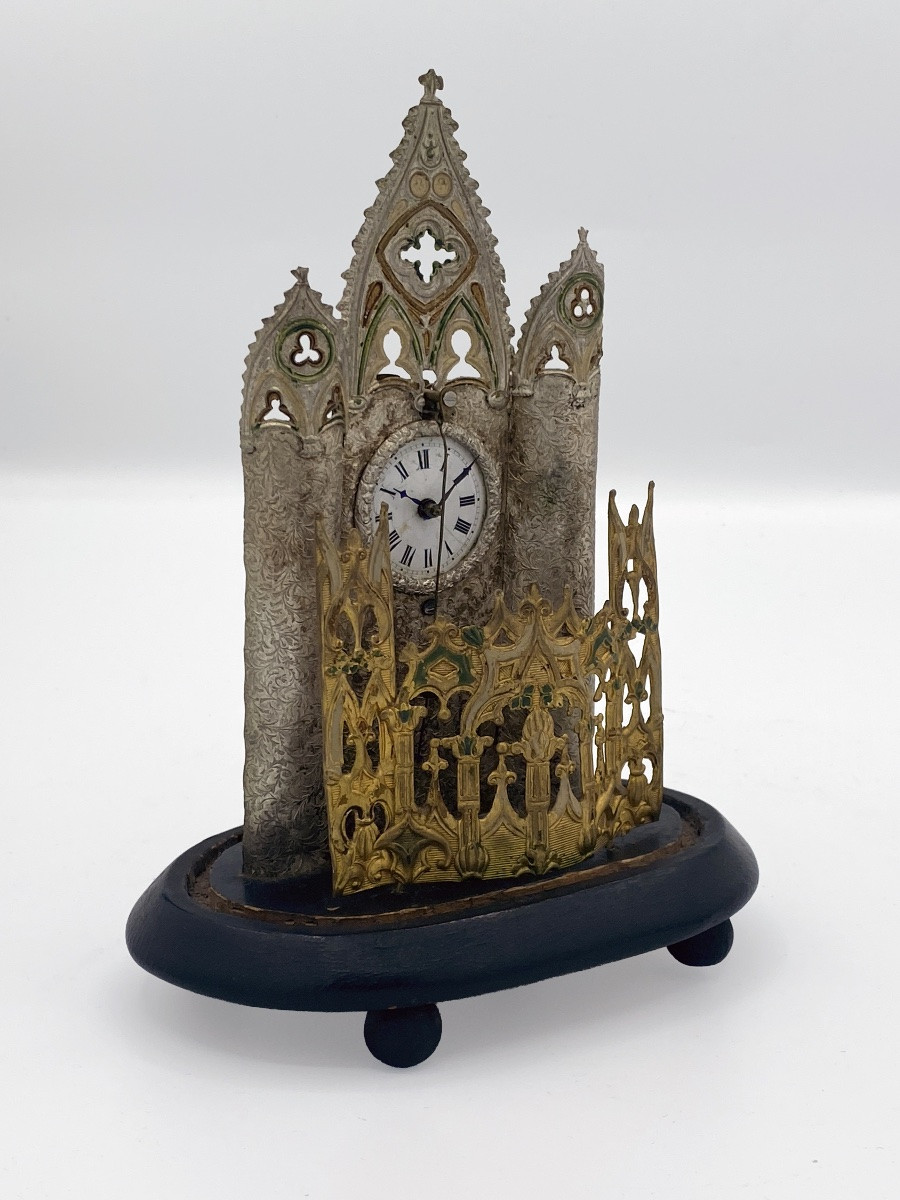 Orologio da tavolo austriaco Zappler in stile gotico, revisionato, fine 1800-photo-3