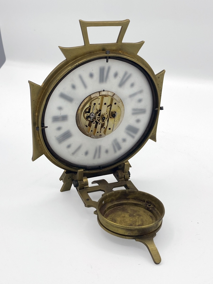 Orologio da viaggio a candela del XIX secolo, orologio notturno a carica manuale, funzionante-photo-2