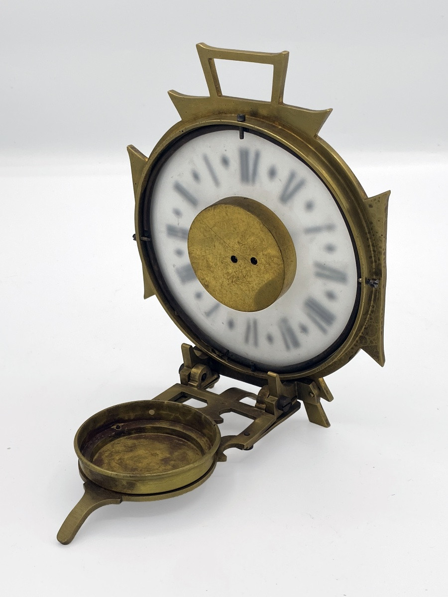 Orologio da viaggio a candela del XIX secolo, orologio notturno a carica manuale, funzionante-photo-3