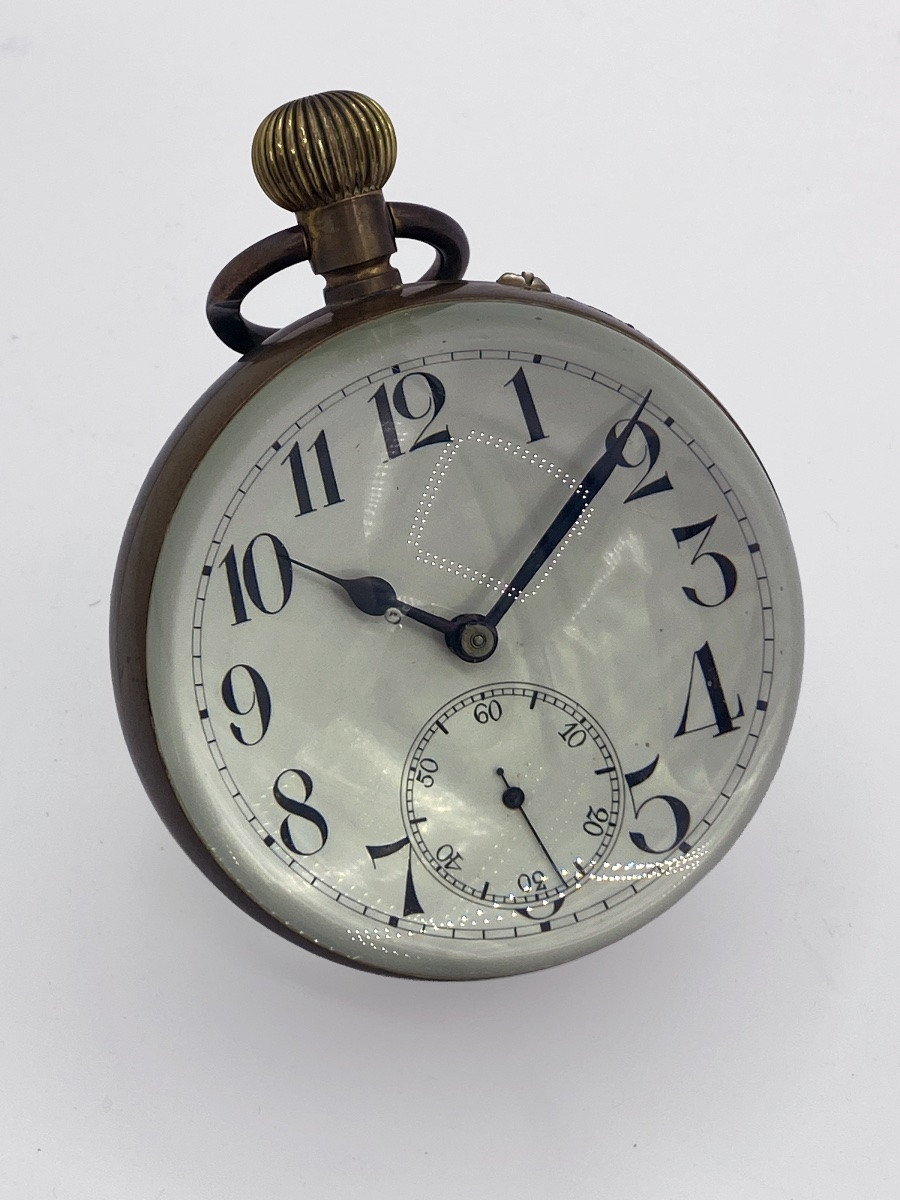 Orologio da tavolo sfera in vetro con base a figura di leone  in bronzo e marmo , funzionante-photo-4