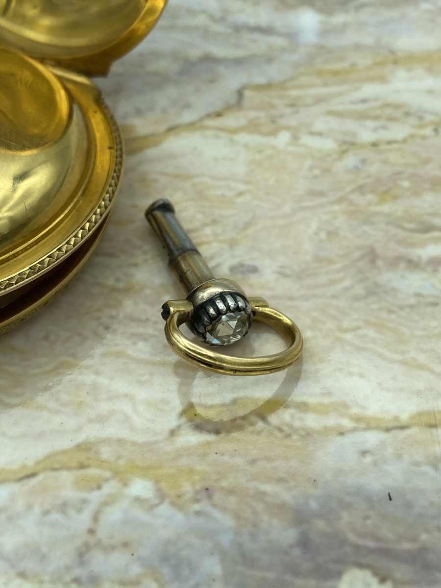 Solo cassa in oro e smalto per orologio da tasca a ripetizione, periodo Luigi XVI-photo-6