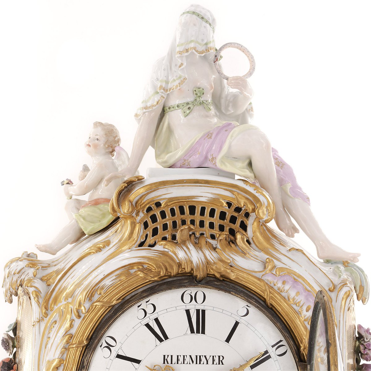Pendule Allemande En Porcelaine, Signée Kleemeyer-photo-3