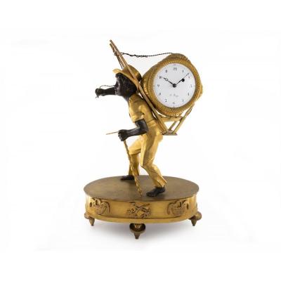 Petite Montre Pendulette Française, ‘le Portefaix’ Au Bon Sauvage