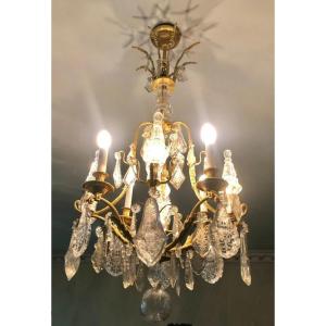 Large Chandelier 19th Gilded Bronze And Crystal