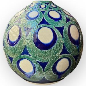 Japan, Japanese Ceramic Vase By Kanzan Shinkai Born In 1912